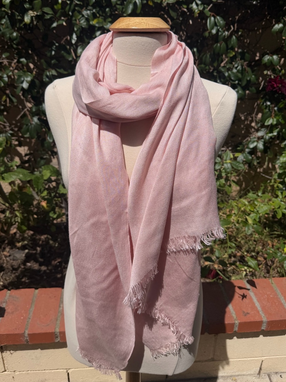 Pink Fringed Wrap Scarf